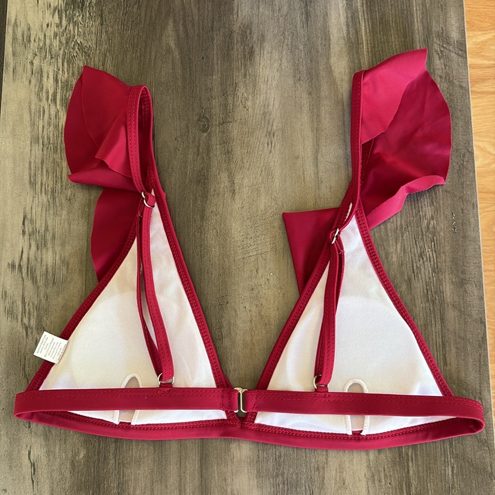 Bikini Burgundy Red Ruffle Bikini Set Size Medium - Picture 4 of 12
